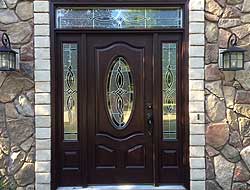 front door with leaded glass